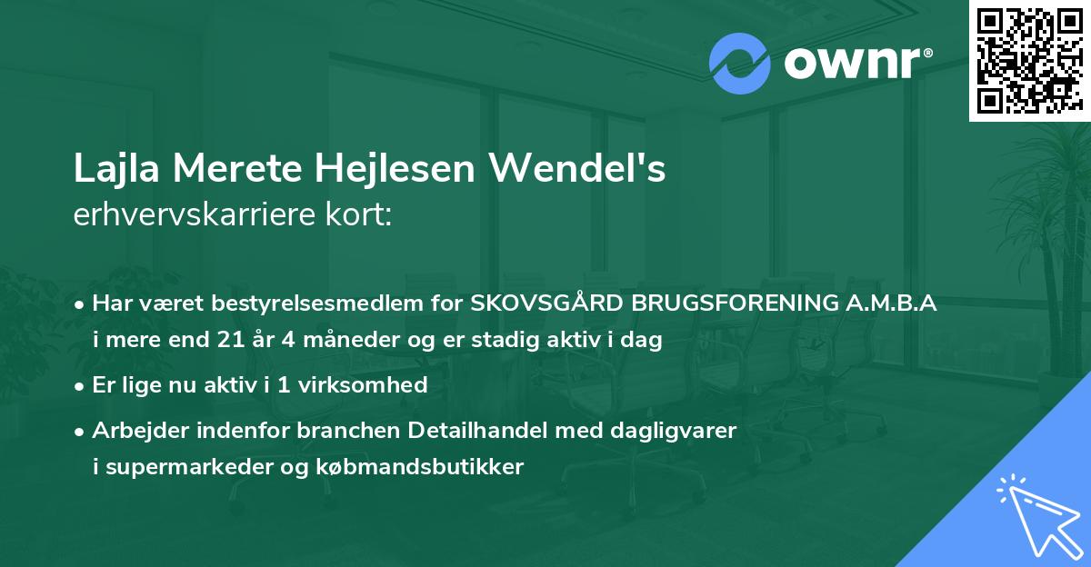 Lajla Merete Hejlesen Wendel's erhvervskarriere kort