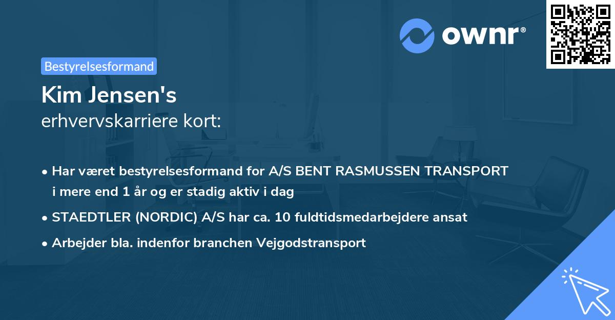Kim Jensen's erhvervskarriere kort