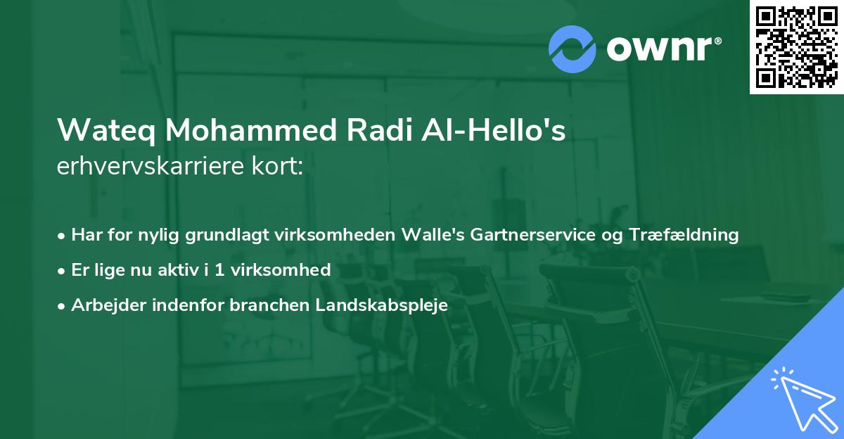 Wateq Mohammed Radi Al-Hello's erhvervskarriere kort