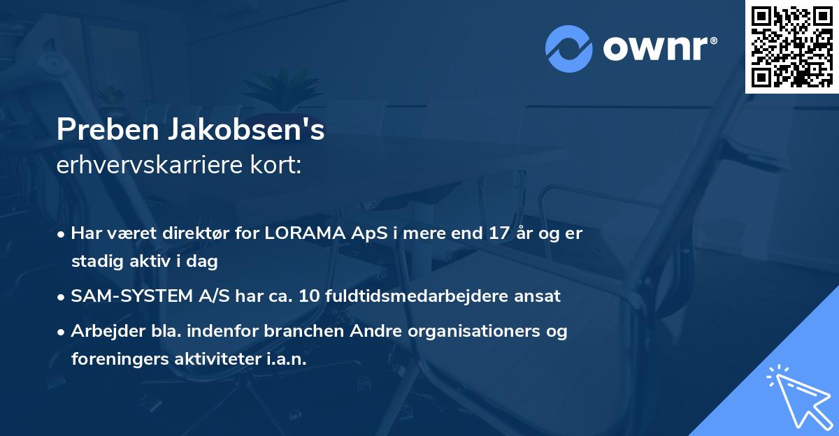 Preben Jakobsen's erhvervskarriere kort