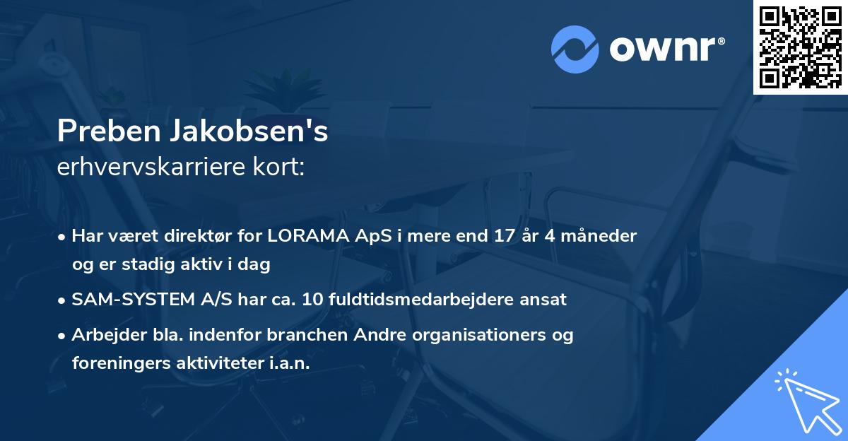 Preben Jakobsen's erhvervskarriere kort