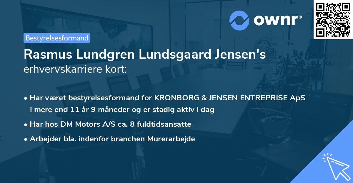 Rasmus Lundgren Lundsgaard Jensen's erhvervskarriere kort