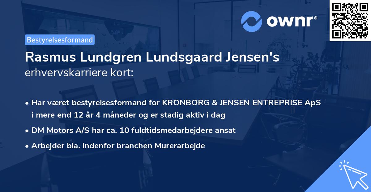 Rasmus Lundgren Lundsgaard Jensen's erhvervskarriere kort