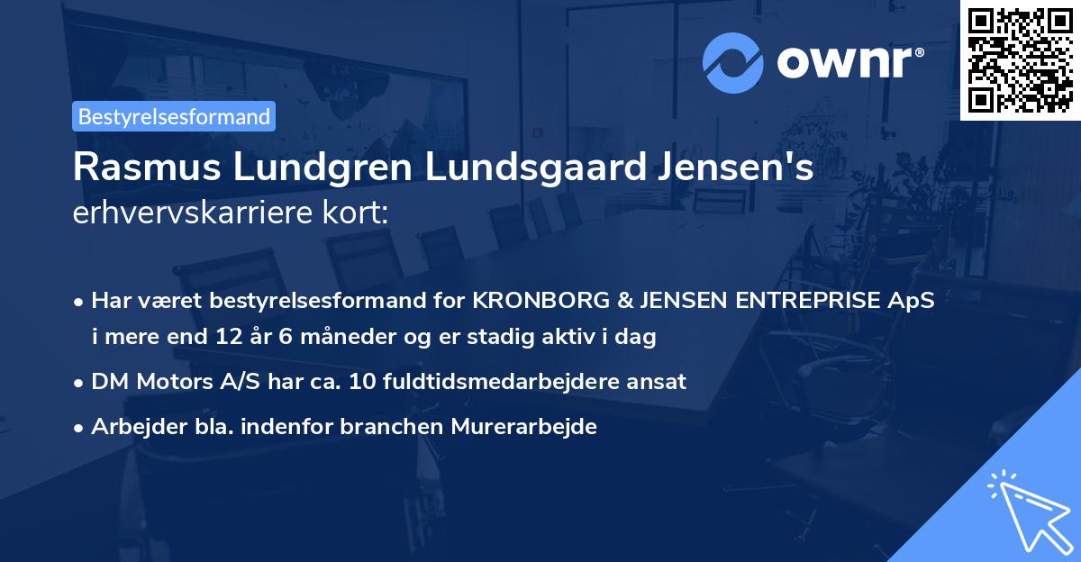 Rasmus Lundgren Lundsgaard Jensen's erhvervskarriere kort