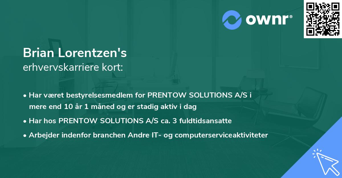 Brian Lorentzen's erhvervskarriere kort