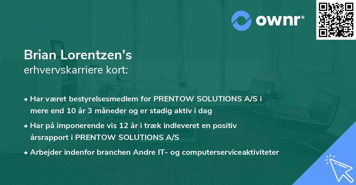 Brian Lorentzen's erhvervskarriere kort