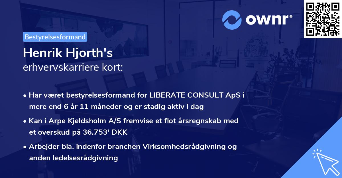 Henrik Hjorth's erhvervskarriere kort