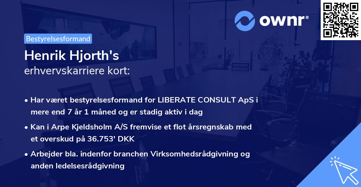 Henrik Hjorth's erhvervskarriere kort