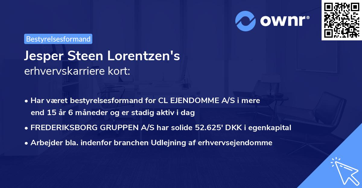 Jesper Steen Lorentzen's erhvervskarriere kort