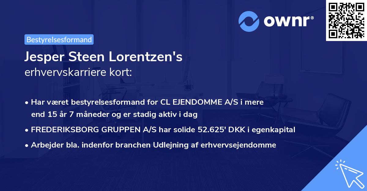 Jesper Steen Lorentzen's erhvervskarriere kort