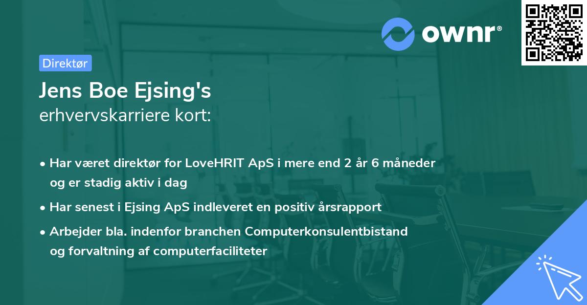 Jens Boe Ejsing's erhvervskarriere kort