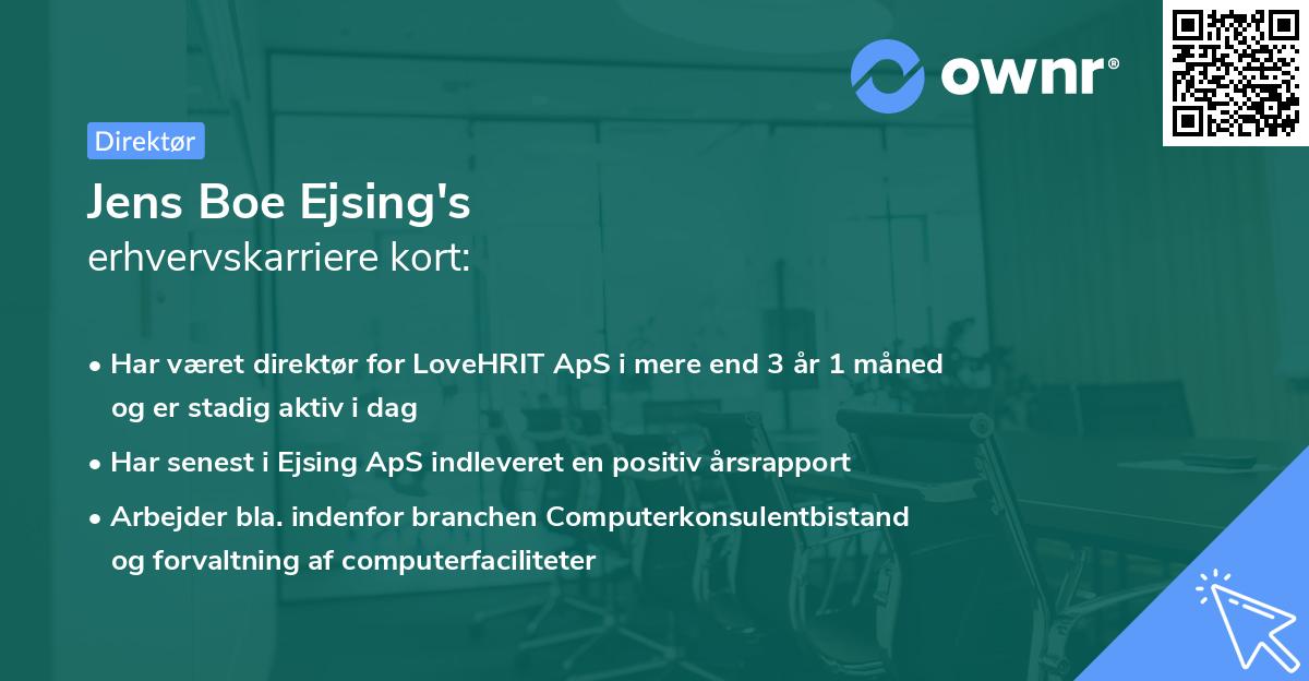 Jens Boe Ejsing's erhvervskarriere kort
