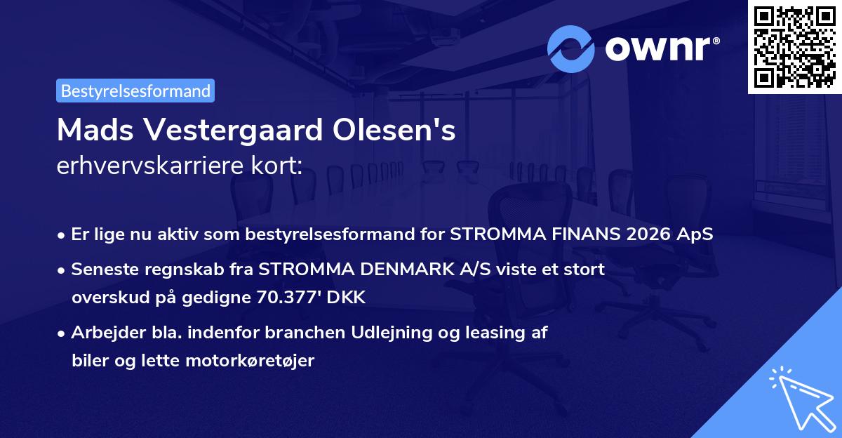 Mads Vestergaard Olesen's erhvervskarriere kort