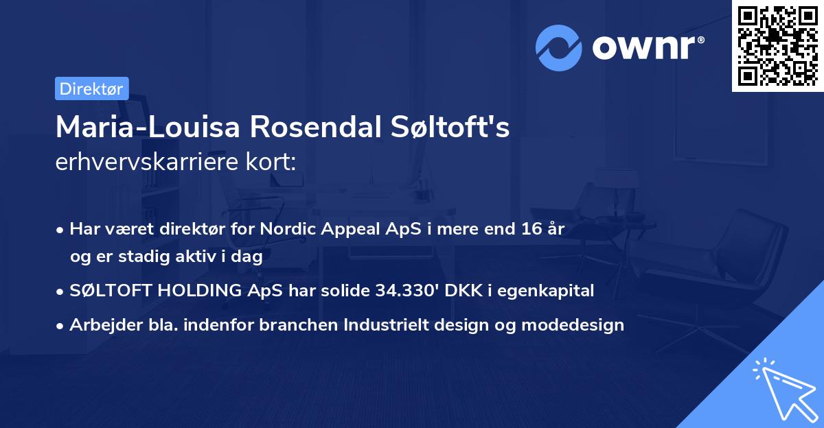 Maria-Louisa Rosendal Søltoft's erhvervskarriere kort