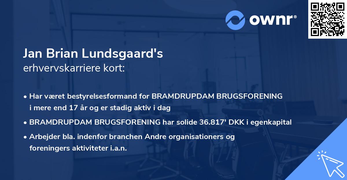Jan Brian Lundsgaard's erhvervskarriere kort