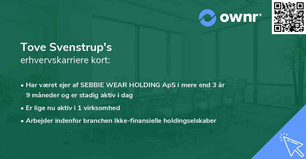 Tove Svenstrup's erhvervskarriere kort