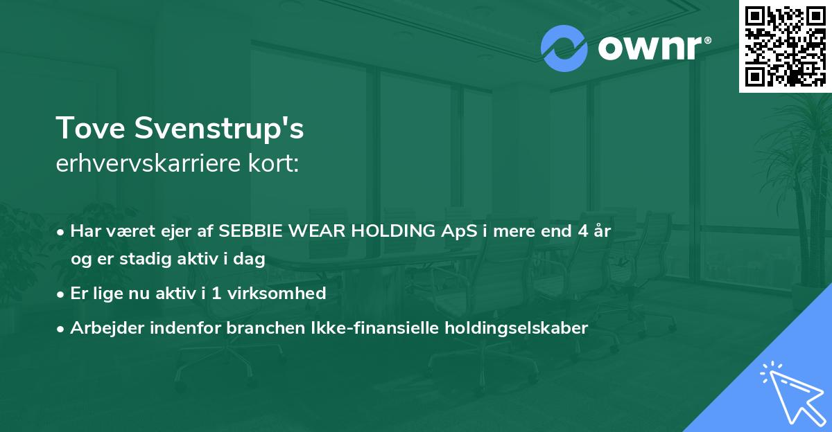 Tove Svenstrup's erhvervskarriere kort