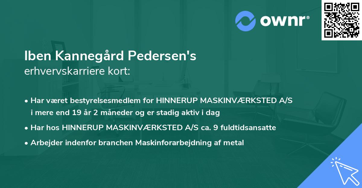 Iben Kannegård Pedersen's erhvervskarriere kort