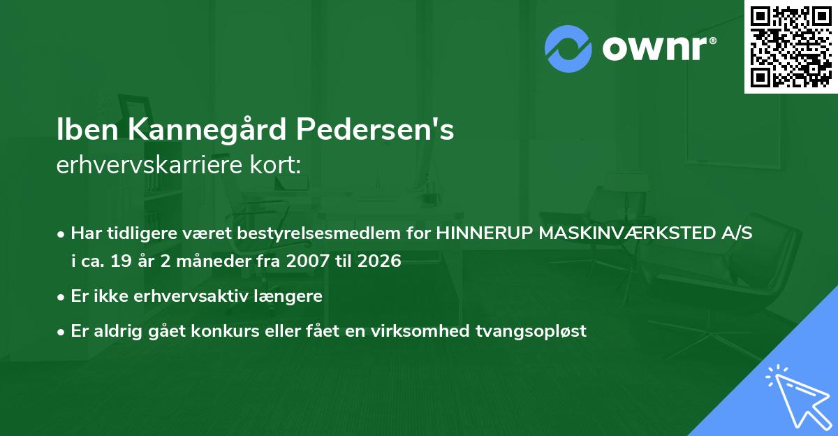 Iben Kannegård Pedersen's erhvervskarriere kort