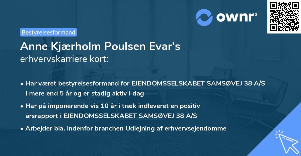 Anne Kjærholm Poulsen Evar's erhvervskarriere kort