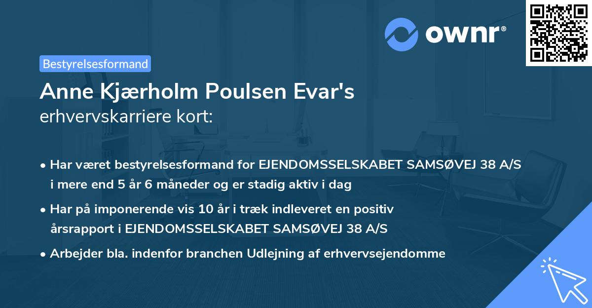 Anne Kjærholm Poulsen Evar's erhvervskarriere kort