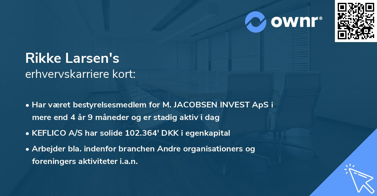 Rikke Larsen's erhvervskarriere kort