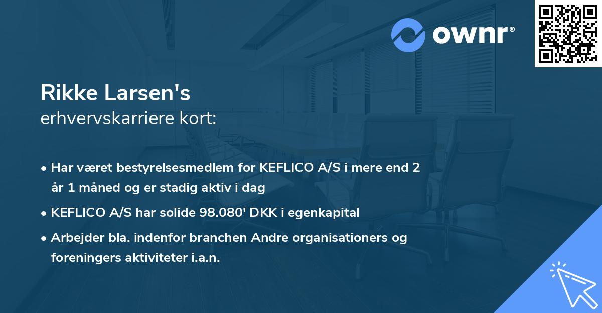 Rikke Larsen's erhvervskarriere kort