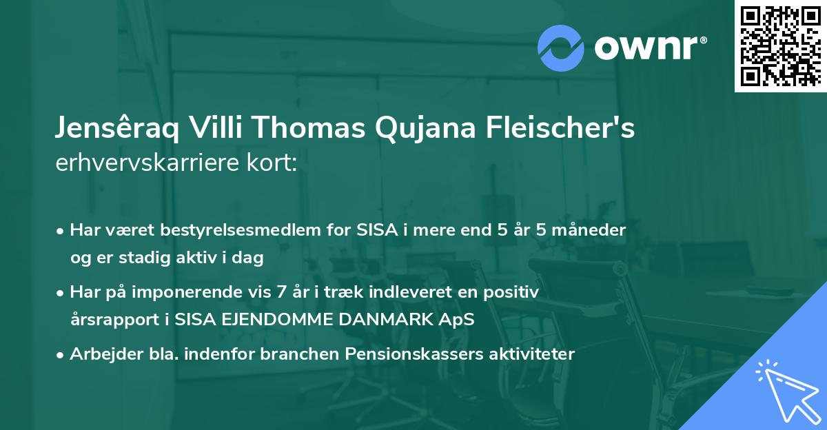 Jensêraq Villi Thomas Qujana Fleischer's erhvervskarriere kort