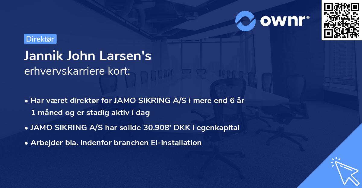 Jannik John Larsen's erhvervskarriere kort