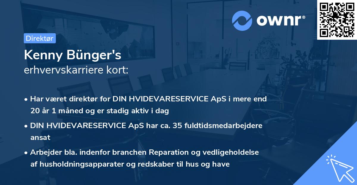 Kenny Bünger's erhvervskarriere kort