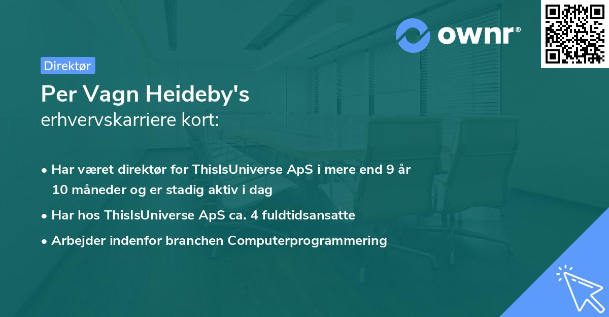 Per Vagn Heideby's erhvervskarriere kort