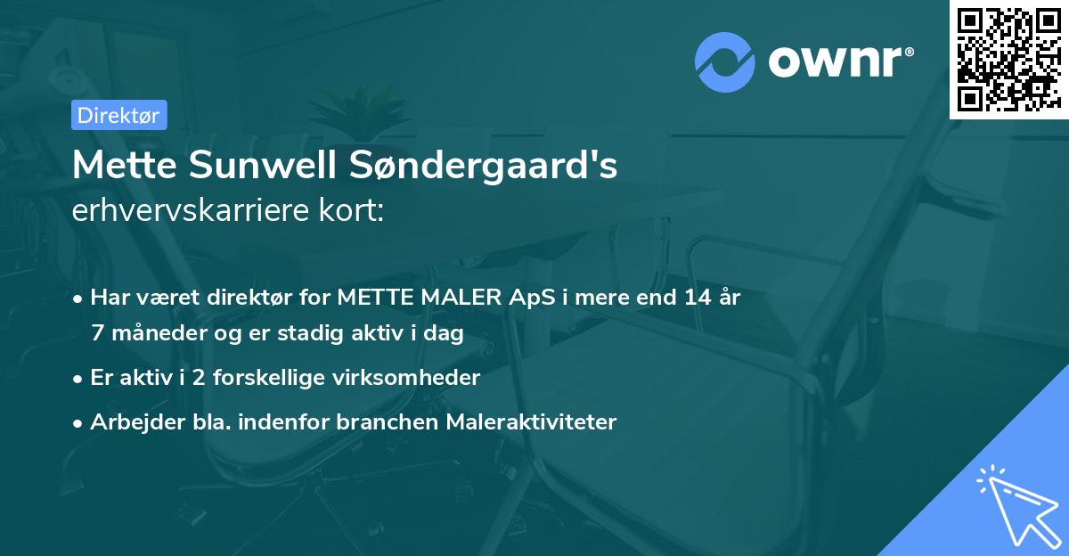 Mette Sunwell Søndergaard's erhvervskarriere kort