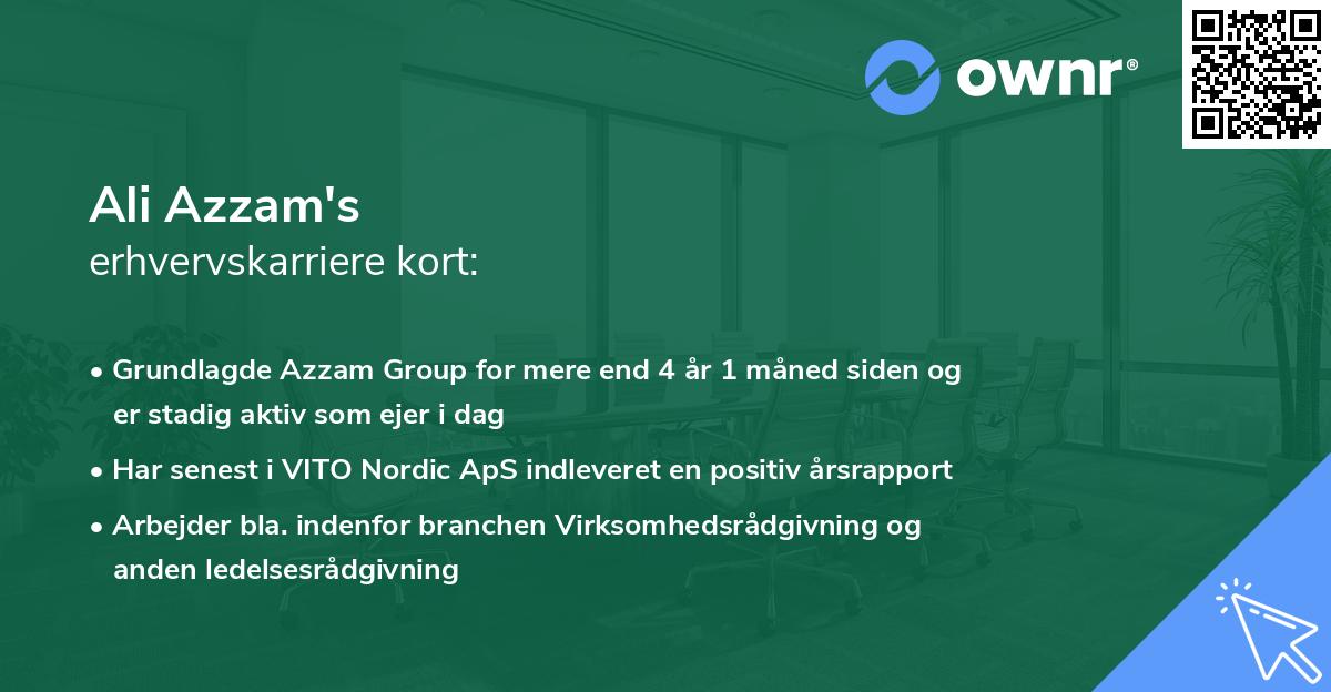 Ali Azzam's erhvervskarriere kort