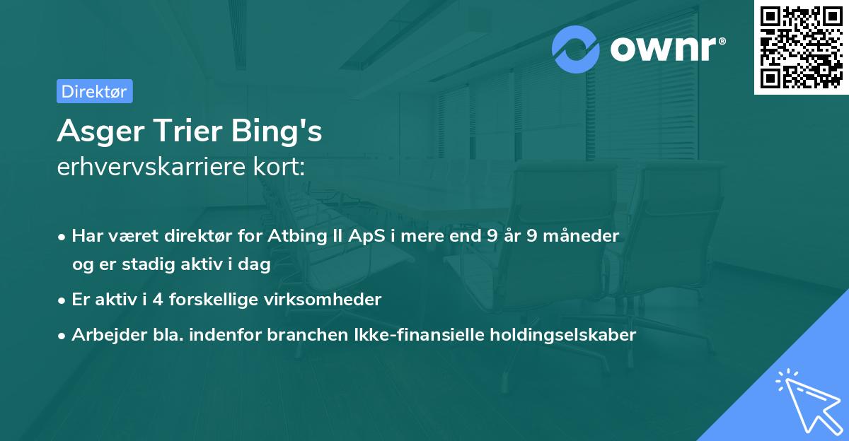 Asger Trier Bing's erhvervskarriere kort