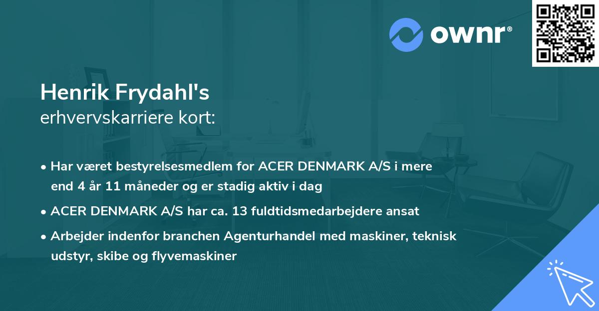 Henrik Frydahl's erhvervskarriere kort