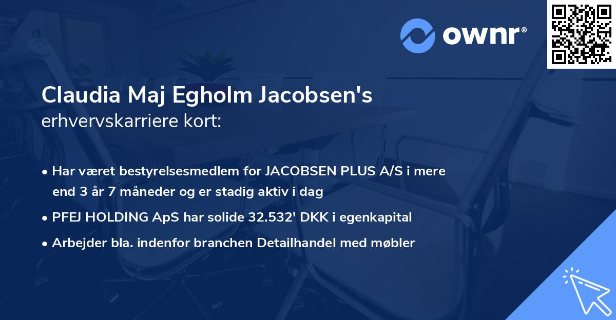 Claudia Maj Egholm Jacobsen's erhvervskarriere kort