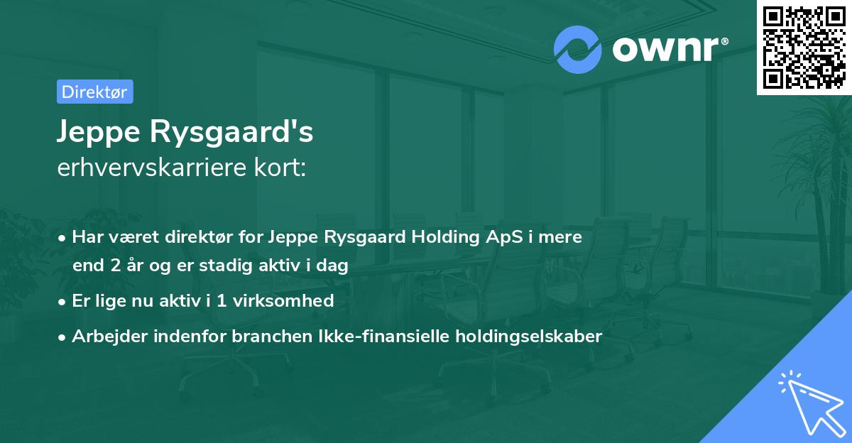 Jeppe Rysgaard's erhvervskarriere kort