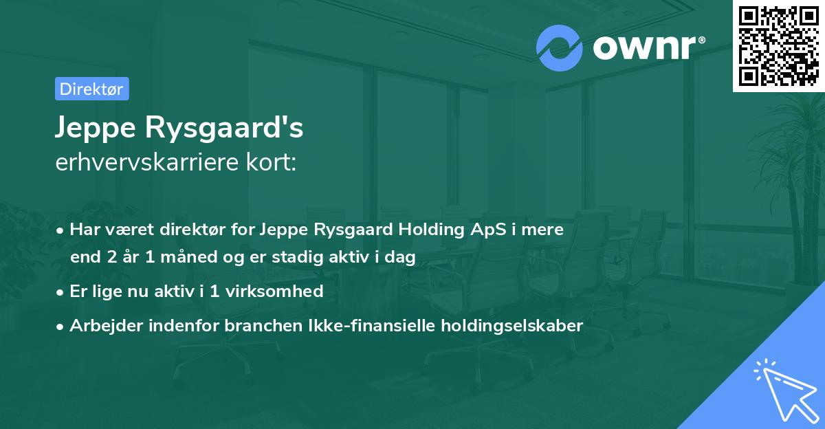 Jeppe Rysgaard's erhvervskarriere kort