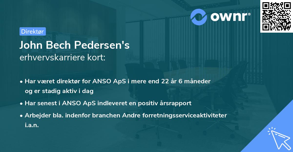 John Bech Pedersen's erhvervskarriere kort