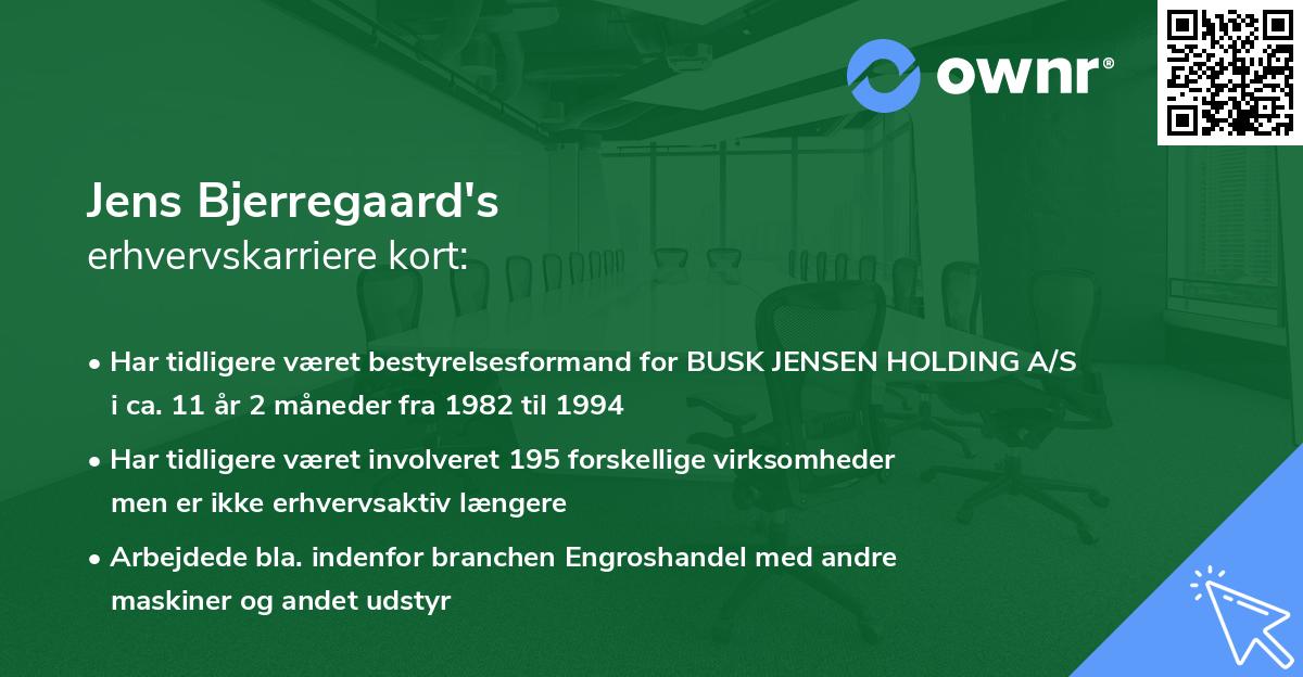 Jens Bjerregaard's erhvervskarriere kort