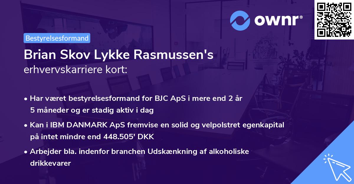 Brian Skov Lykke Rasmussen's erhvervskarriere kort