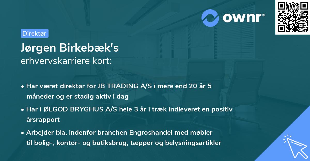 Jørgen Birkebæk's erhvervskarriere kort