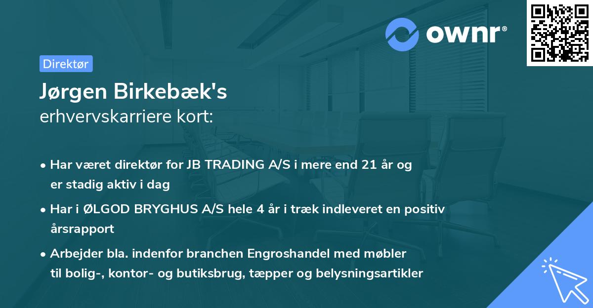 Jørgen Birkebæk's erhvervskarriere kort