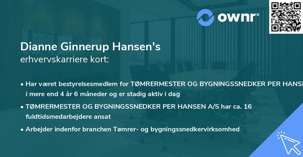 Dianne Ginnerup Hansen's erhvervskarriere kort