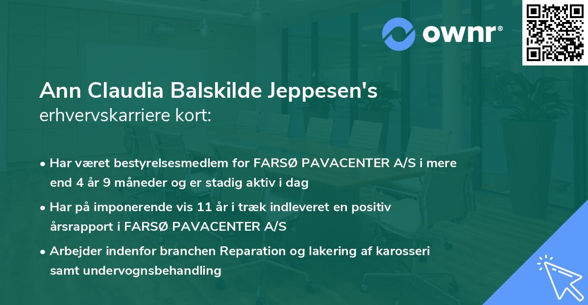 Ann Claudia Balskilde Jeppesen's erhvervskarriere kort