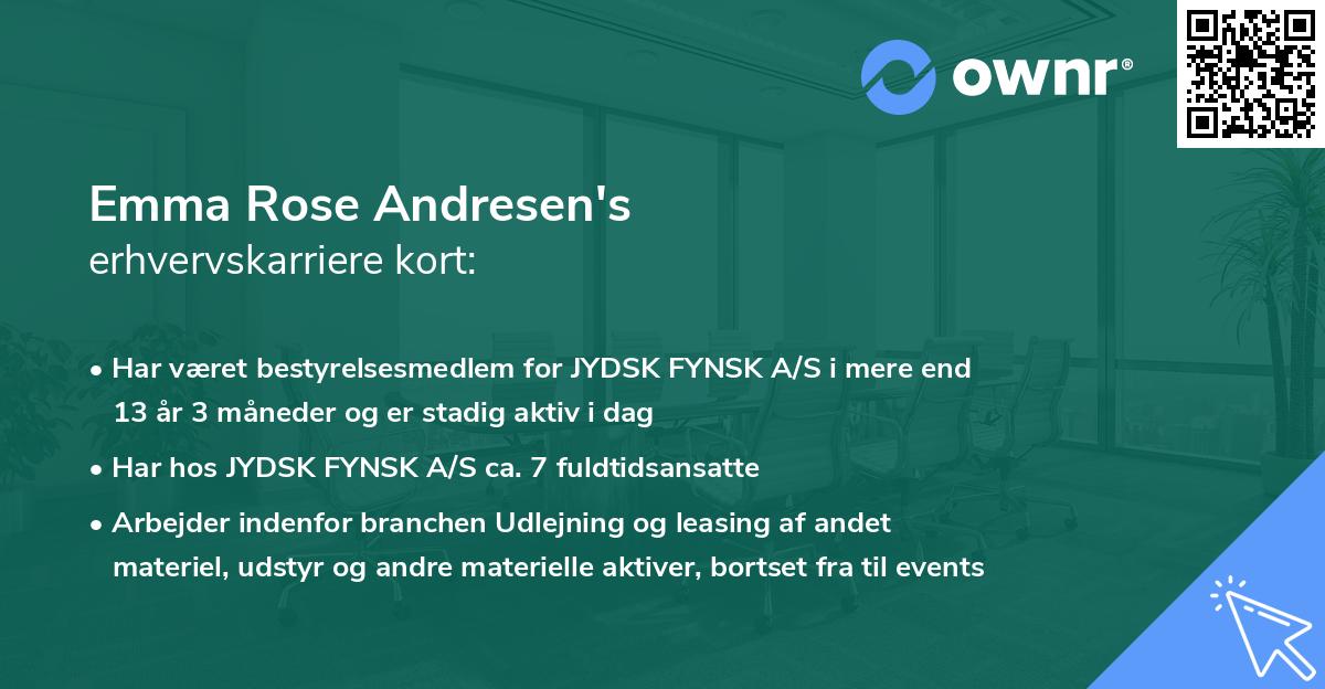 Emma Rose Andresen's erhvervskarriere kort