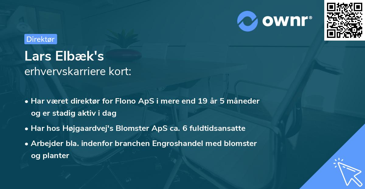 Lars Elbæk's erhvervskarriere kort
