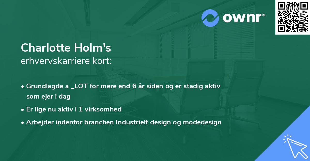 Charlotte Holm's erhvervskarriere kort