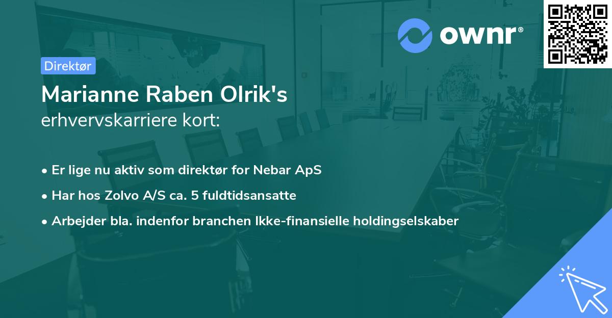 Marianne Raben Olrik's erhvervskarriere kort
