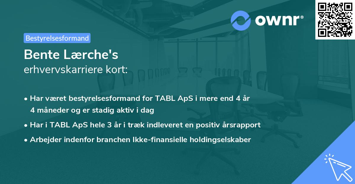Bente Lærche's erhvervskarriere kort